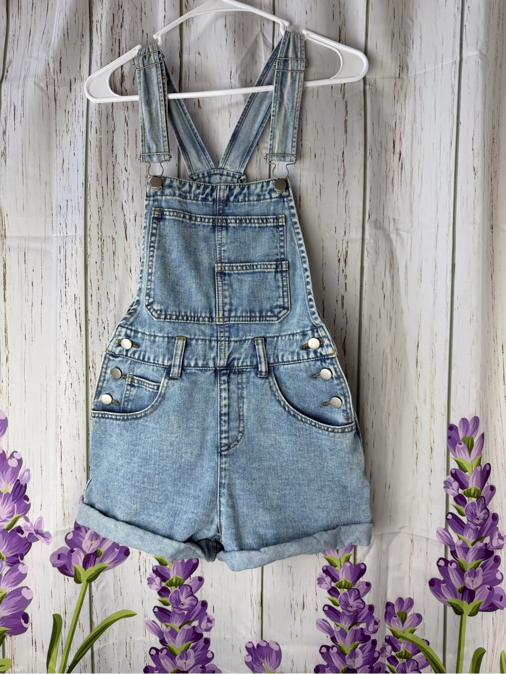 Light Wash Denim Short Overalls - Casual Women’s Jean Romper